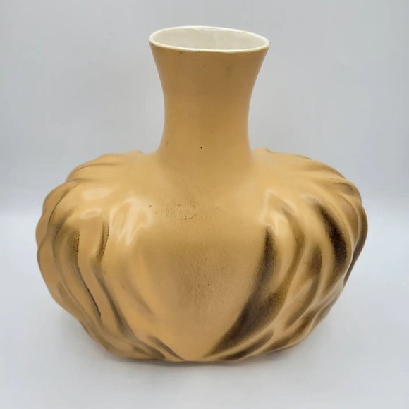 Vintage Large 1940's Art Deco Decorative Ornate Ruched Ceramic 12"x9" Vase - Picture 1 of 12